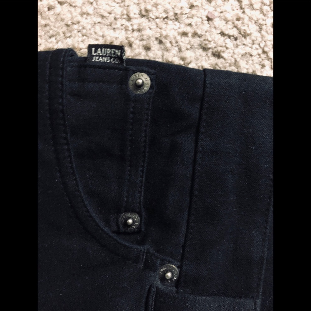 Lauren Jeans Co Denim Pants size 4P Stretchy Straight casual black - Picture 7 of 11